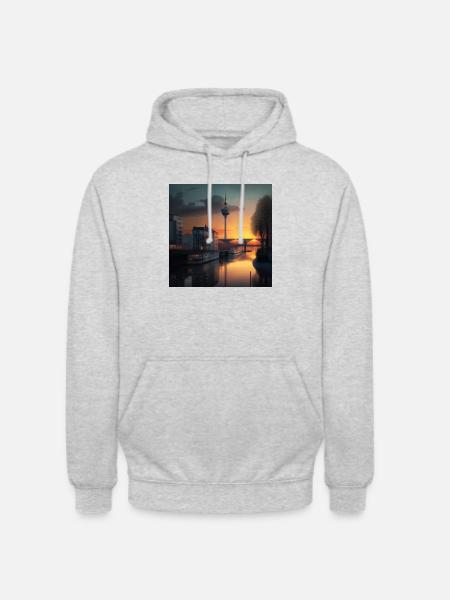 Sunset in Dusseldorf - Unisex Hoodie - light heather grey