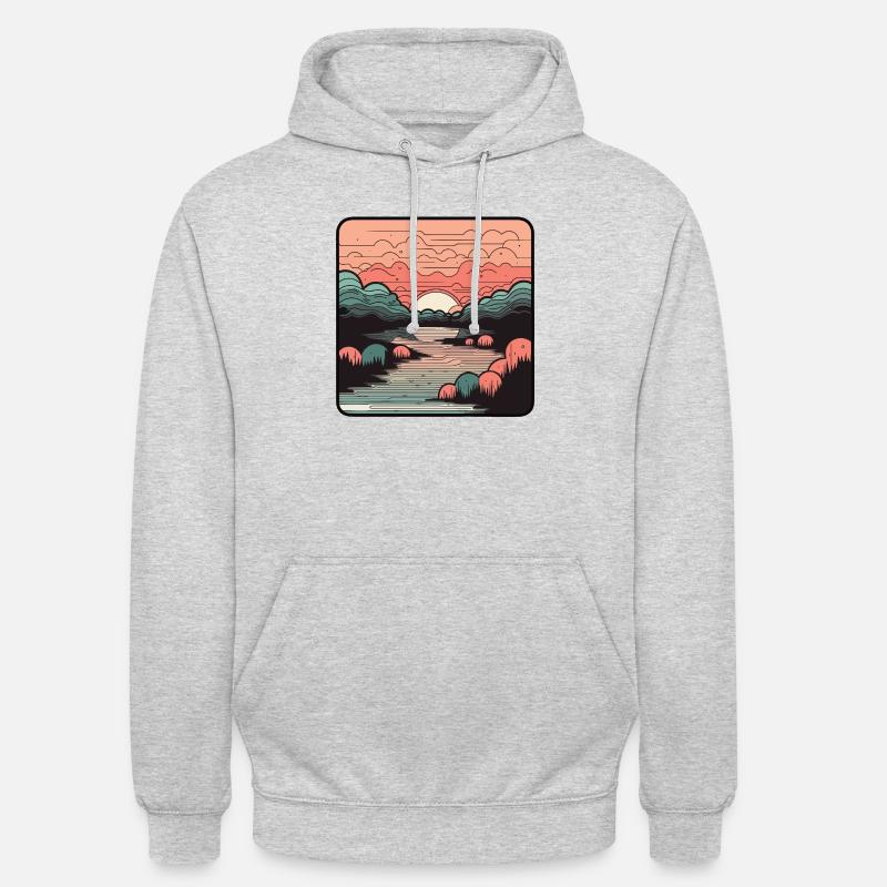 Coucher de soleil - Sweat-shirt à capuche unisexe - gris clair chiné