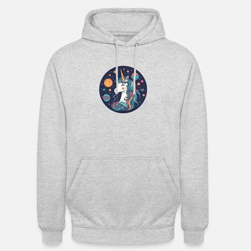 Kosmisches Einhorn - Unisex Hoodie - Hellgrau meliert