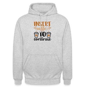 Insérer du café pour continuer - Sweat-shirt à capuche unisexe - gris clair chiné - Devant - Alina (178cm) & Michal (187cm)