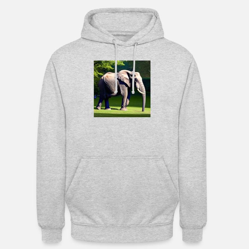 Éléphant dans un pré - Sweat-shirt à capuche unisexe - gris clair chiné