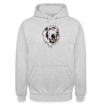 LION ROSSONERO ACM - TRANSPARENT AUX YEUX ROUGES - Sweat-shirt à capuche unisexe - gris clair chiné - Devant - Alina (178cm) & Michal (187cm)