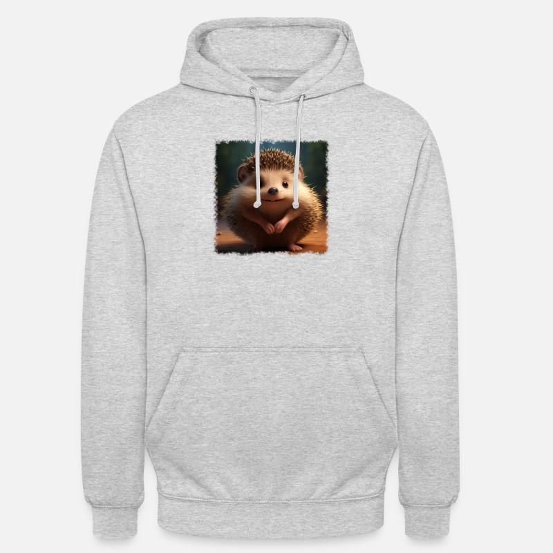 Hérisson mignon - Sweat-shirt à capuche unisexe - gris clair chiné