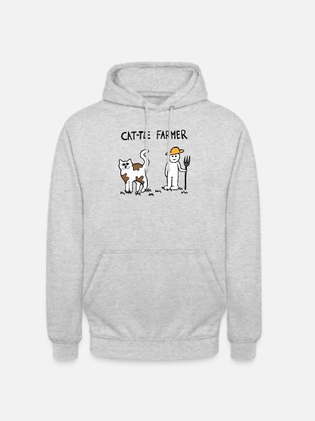 Rinder Katze Bauer - Unisex Hoodie - Hellgrau meliert