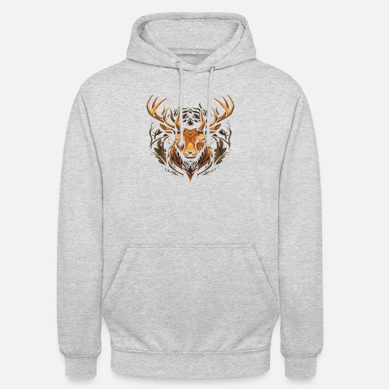 Deer head 3 - Sweat-shirt à capuche unisexe - gris clair chiné