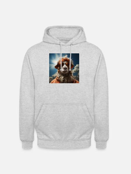 Strand-Schaf: Sonnenbrillen-Coolness - Unisex Hoodie - Hellgrau meliert