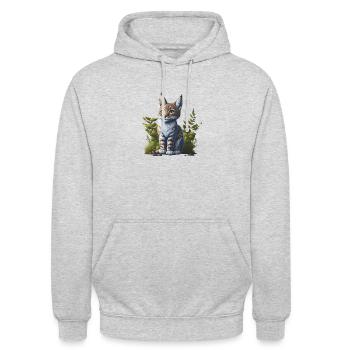 Petit lynx - Sweat-shirt à capuche unisexe - gris clair chiné - Devant - Alina (178cm) & Michal (187cm)