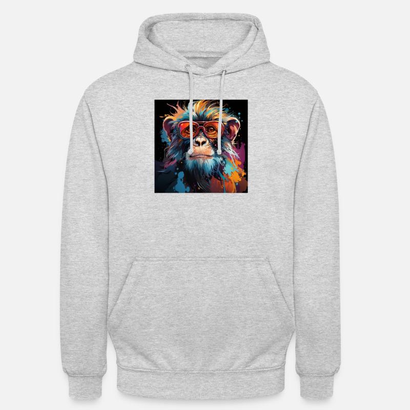 Affe lustig - Unisex Hoodie - Hellgrau meliert