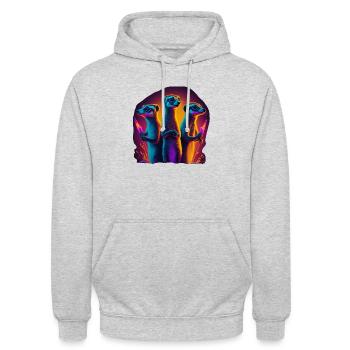 Neon-Erdmännchen - Unisex Hoodie - Hellgrau meliert - Vorne - Alina (178cm) & Michal (187cm)