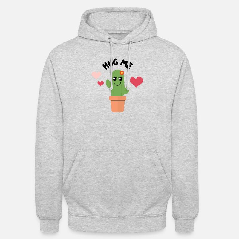 HUG ME - Kawaii Cactus - Sweat-shirt à capuche unisexe - gris clair chiné