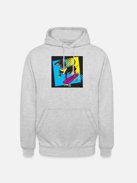 Skate Dachshund - Unisex Hoodie - light heather grey
