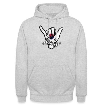 Korea Shaka - Unisex Hoodie - Hellgrau meliert - Vorne - Alina (178cm) & Michal (187cm)