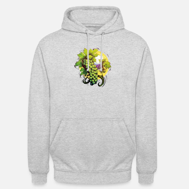 Grappes de raisin et payage - Sweat-shirt à capuche unisexe - gris clair chiné