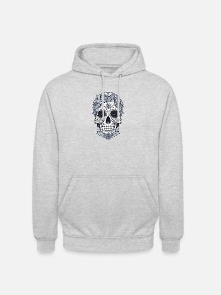 Schädel - Unisex Hoodie - Hellgrau meliert