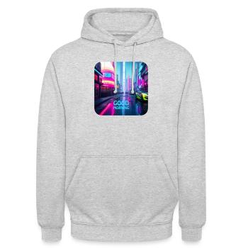 Bonjour dans la grande ville - Sweat-shirt à capuche unisexe - gris clair chiné - Devant - Alina (178cm) & Michal (187cm)