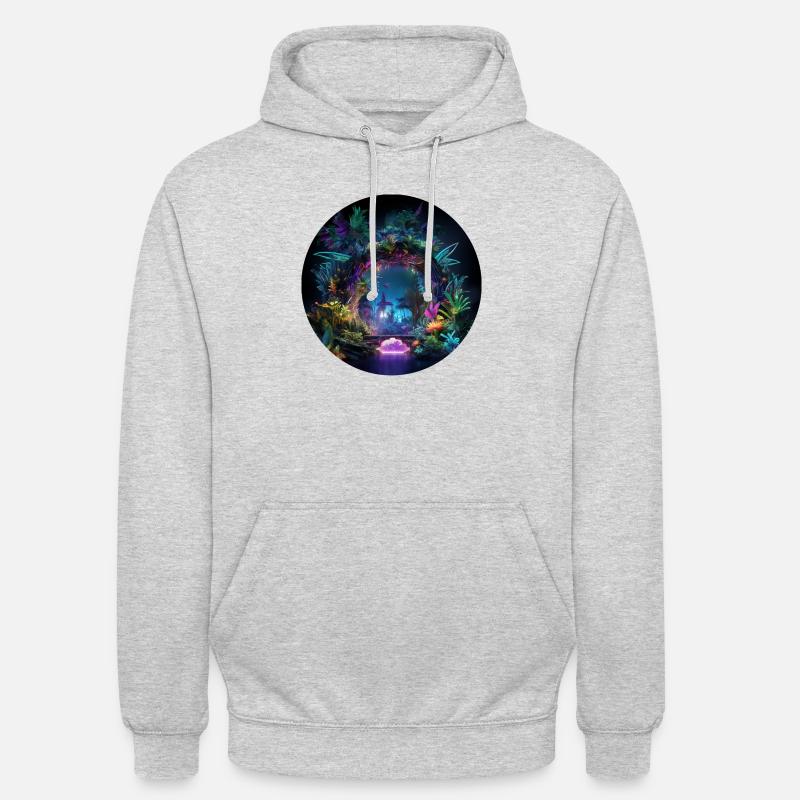 Glowing Jungle Adventures: Neon Jungle Explore - Unisex Hoodie - light heather grey