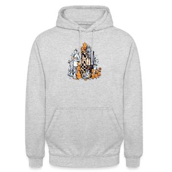 Tour échiquéenne - Sweat-shirt à capuche unisexe - gris clair chiné - Devant - Alina (178cm) & Michal (187cm)