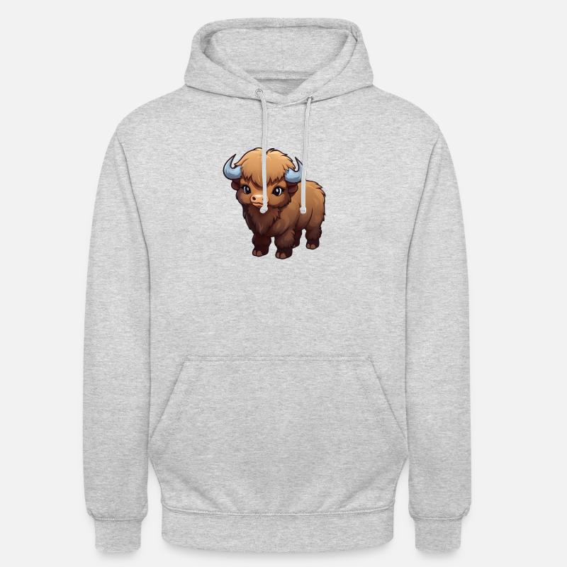 Bébé bison buffle - Sweat-shirt à capuche unisexe - gris clair chiné