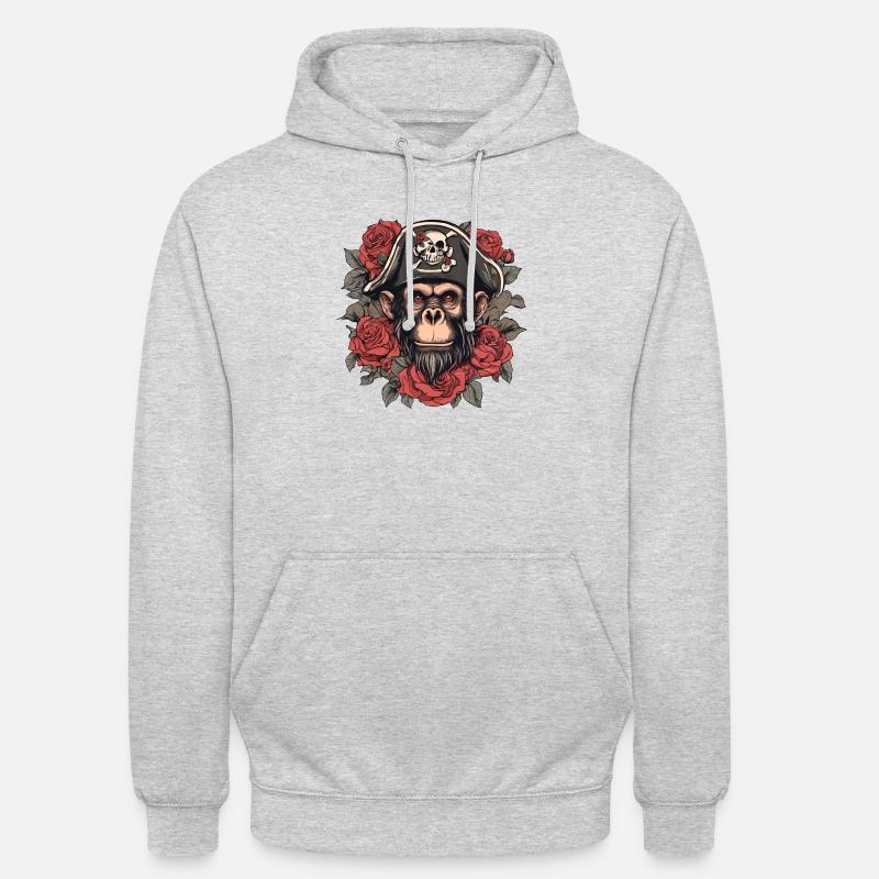 Singe pirate - Sweat-shirt à capuche unisexe - gris clair chiné