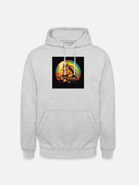Rainbow Squirrel - Unisex Hoodie - Hellgrau meliert