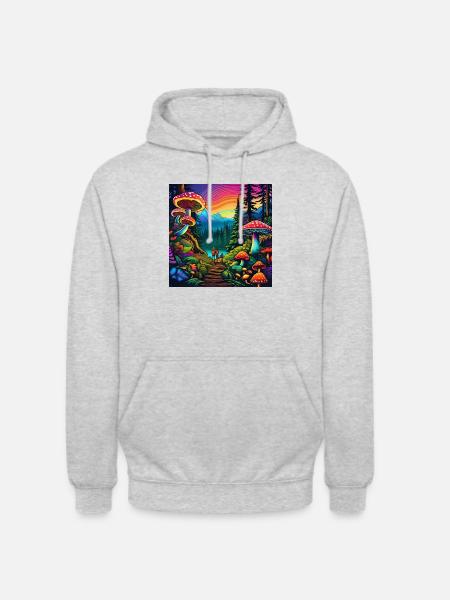 psychedelisches trippy Freundschafts-Design - Unisex Hoodie - Hellgrau meliert