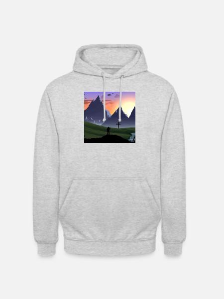 Berglandschaft - Unisex Hoodie - Hellgrau meliert