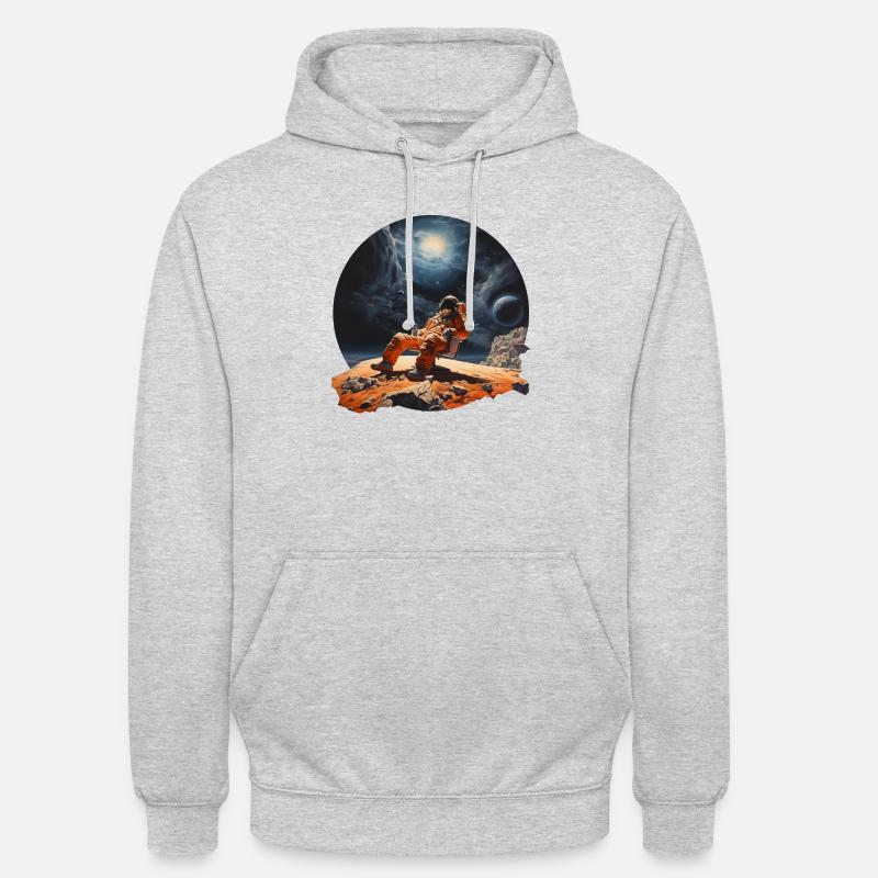 Un Cosmonaute en Vacances - Sweat-shirt à capuche unisexe - gris clair chiné