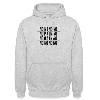 No pain no gain -Pas de souffrance pas de réussite - Sweat-shirt à capuche unisexe - gris clair chiné - Devant - Alina (178cm) & Michal (187cm)