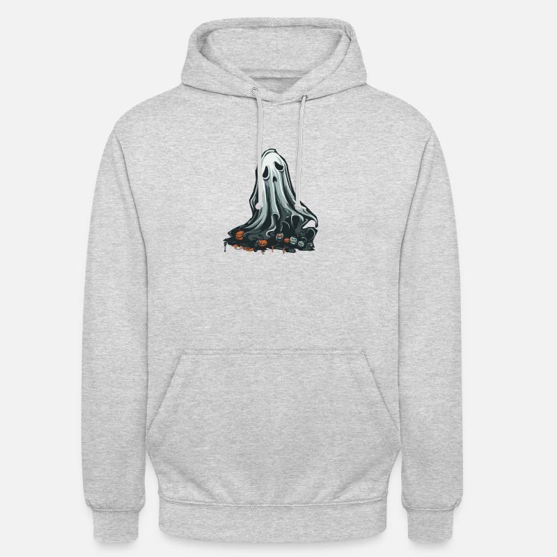 Fantôme d’Halloween - Sweat-shirt à capuche unisexe - gris clair chiné