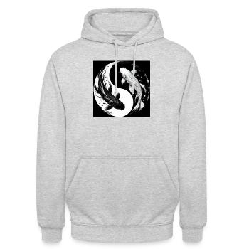 Yin und Yang - Unisex Hoodie - Hellgrau meliert - Vorne - Alina (178cm) & Michal (187cm)