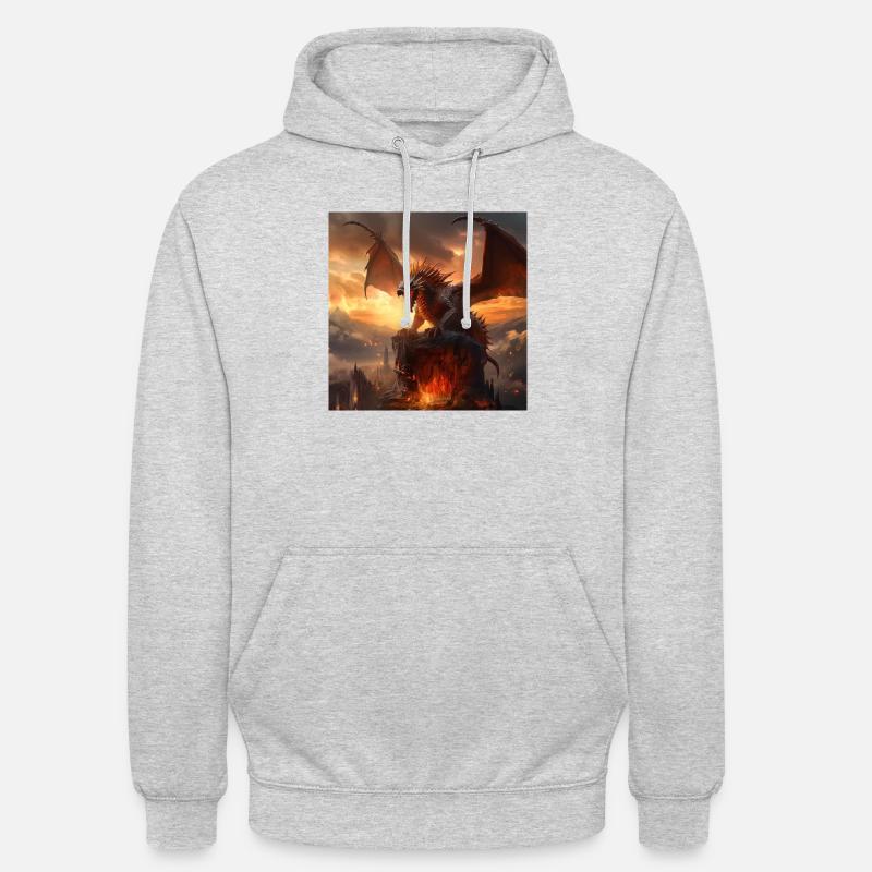 Drache - Unisex Hoodie - Hellgrau meliert