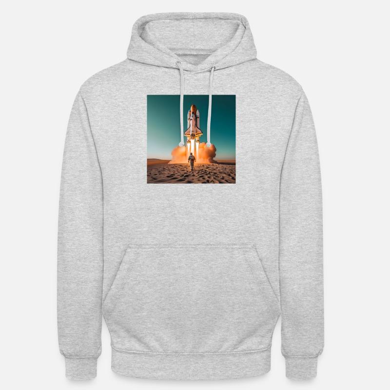Astronaut mit Rakete - Unisex Hoodie - Hellgrau meliert