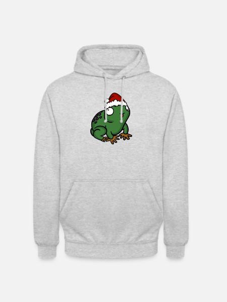 Weihnachtsfrosch - Unisex Hoodie - Hellgrau meliert