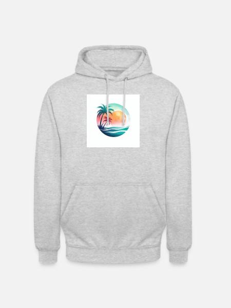Beach sunset with palm trees - Unisex Hoodie - light heather grey