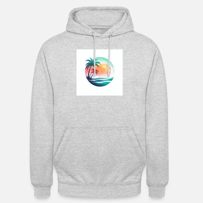 Beach sunset with palm trees - Unisex Hoodie - light heather grey