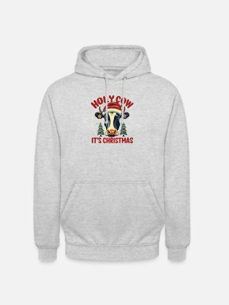 Festive Christmas Cow - Unisex Hoodie - light heather grey