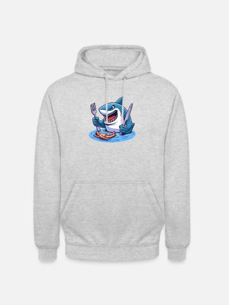 Hungry Shark - Unisex Hoodie - light heather grey