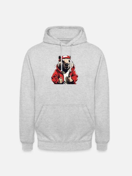 Cool beaver with red jacket - Unisex Hoodie - light heather grey