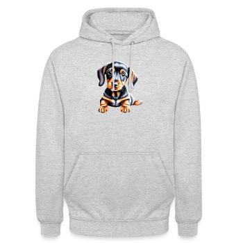 Dachshund Hund Dackelwelpe Hundehalter Hunde - Unisex Hoodie - Hellgrau meliert - Vorne - Alina (178cm) & Michal (187cm)
