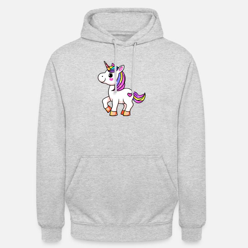 Einhorn Fabeltier Mädchen Einhörner - Unisex Hoodie - Hellgrau meliert