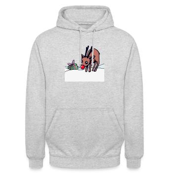 Rudolph et le cadeau enneigé - Sweat-shirt à capuche unisexe - gris clair chiné - Devant - Alina (178cm) & Michal (187cm)