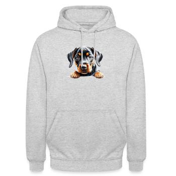 Dachshund Hund Dackelwelpe Hundehalter Hunde - Unisex Hoodie - Hellgrau meliert - Vorne - Alina (178cm) & Michal (187cm)