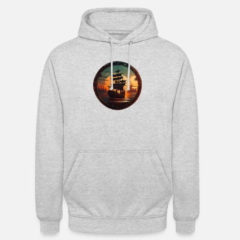 Beau bateau pirate dans de belles couleurs - Sweat-shirt à capuche unisexe - gris clair chiné