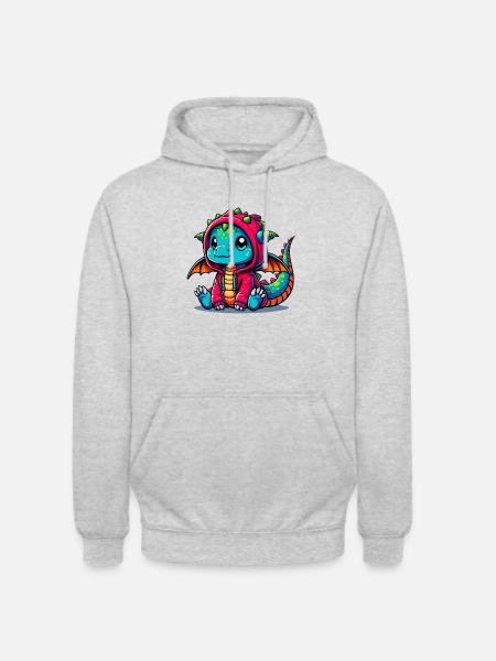 Babydrachen mit Hoddie - Unisex Hoodie - Hellgrau meliert