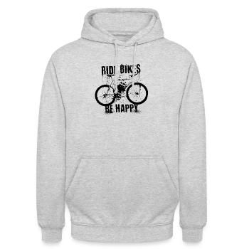 Fahre Rad und sei Happy Fahrrad fahren Hobby Sport - Unisex Hoodie - Hellgrau meliert - Vorne - Alina (178cm) & Michal (187cm)