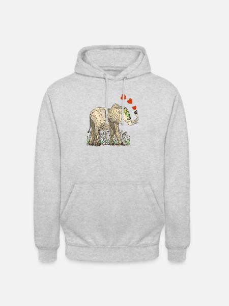 Elefant - Unisex Hoodie - Hellgrau meliert