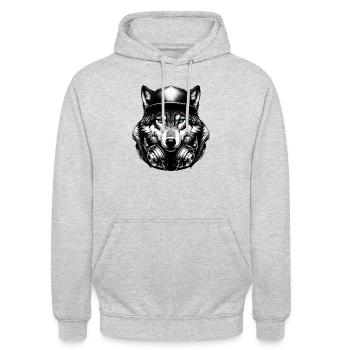 Urbaner Wolf - Unisex Hoodie - Hellgrau meliert - Vorne - Alina (178cm) & Michal (187cm)