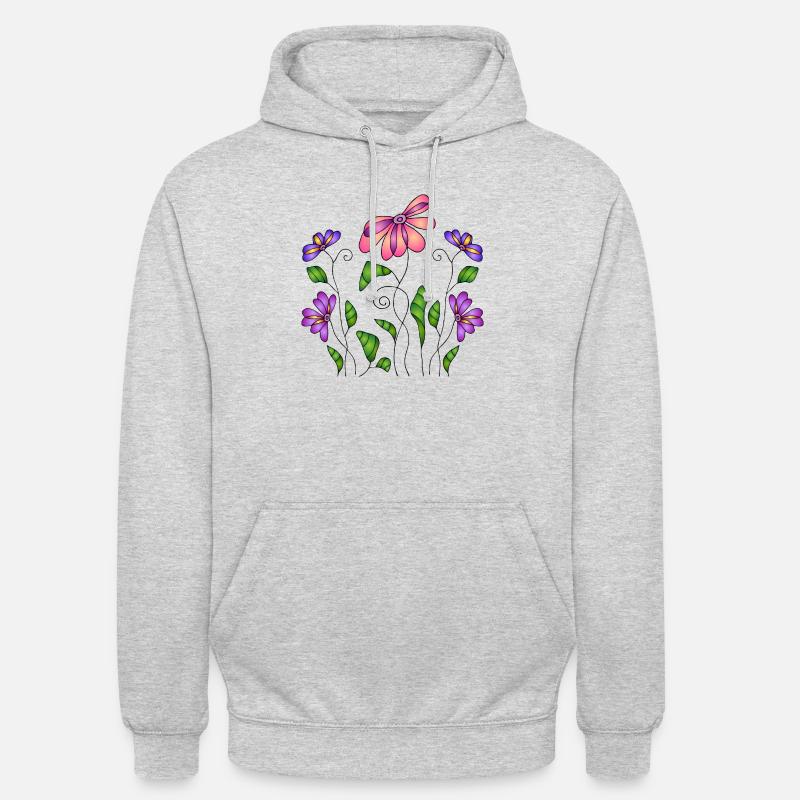 Fleur - Sweat-shirt à capuche unisexe - gris clair chiné