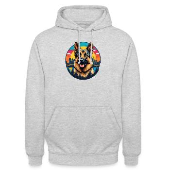 German Shepherd - Unisex Hoodie - light heather grey - Front - Alina (178cm) & Michal (187cm)