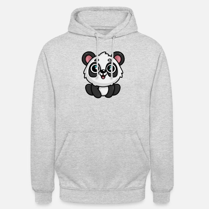 Doux panda mignon ! - Sweat-shirt à capuche unisexe - gris clair chiné